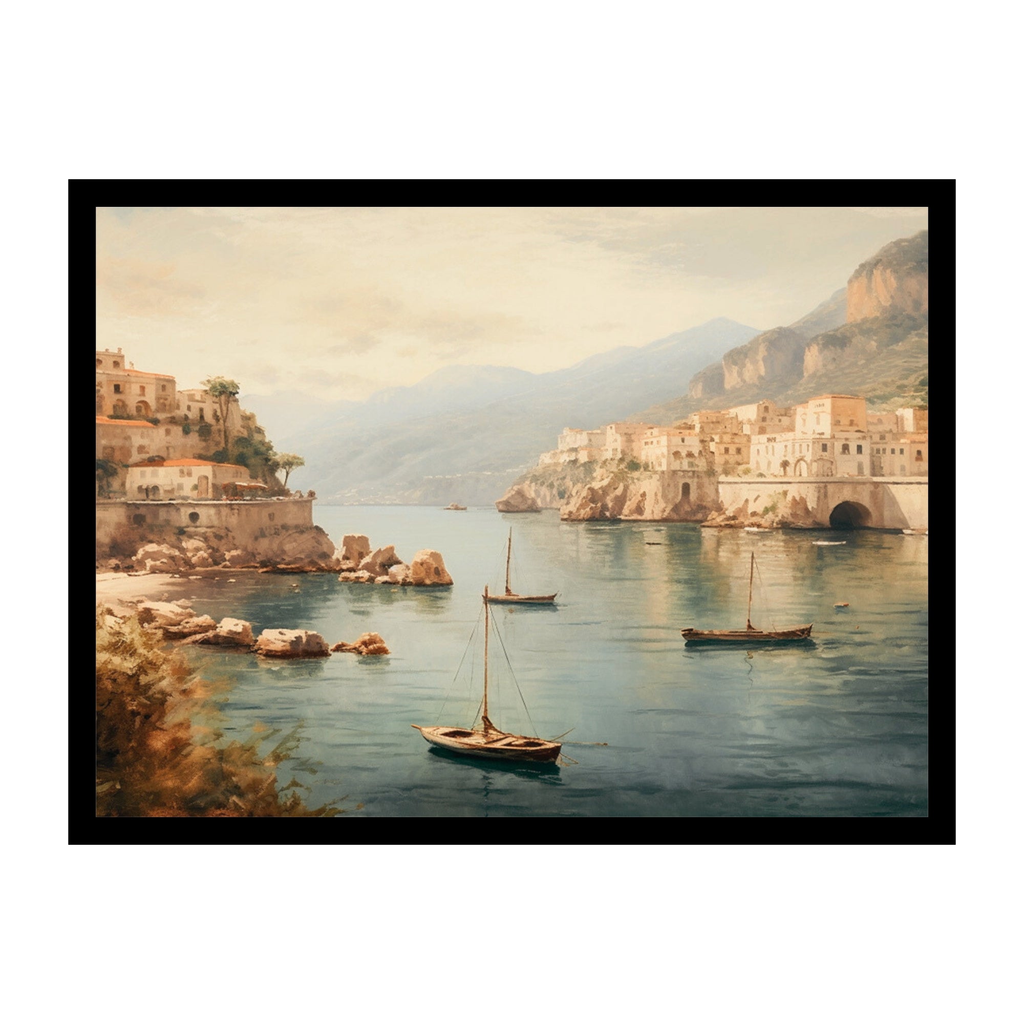 Coastal Harbor Landscape Premium Wall Art