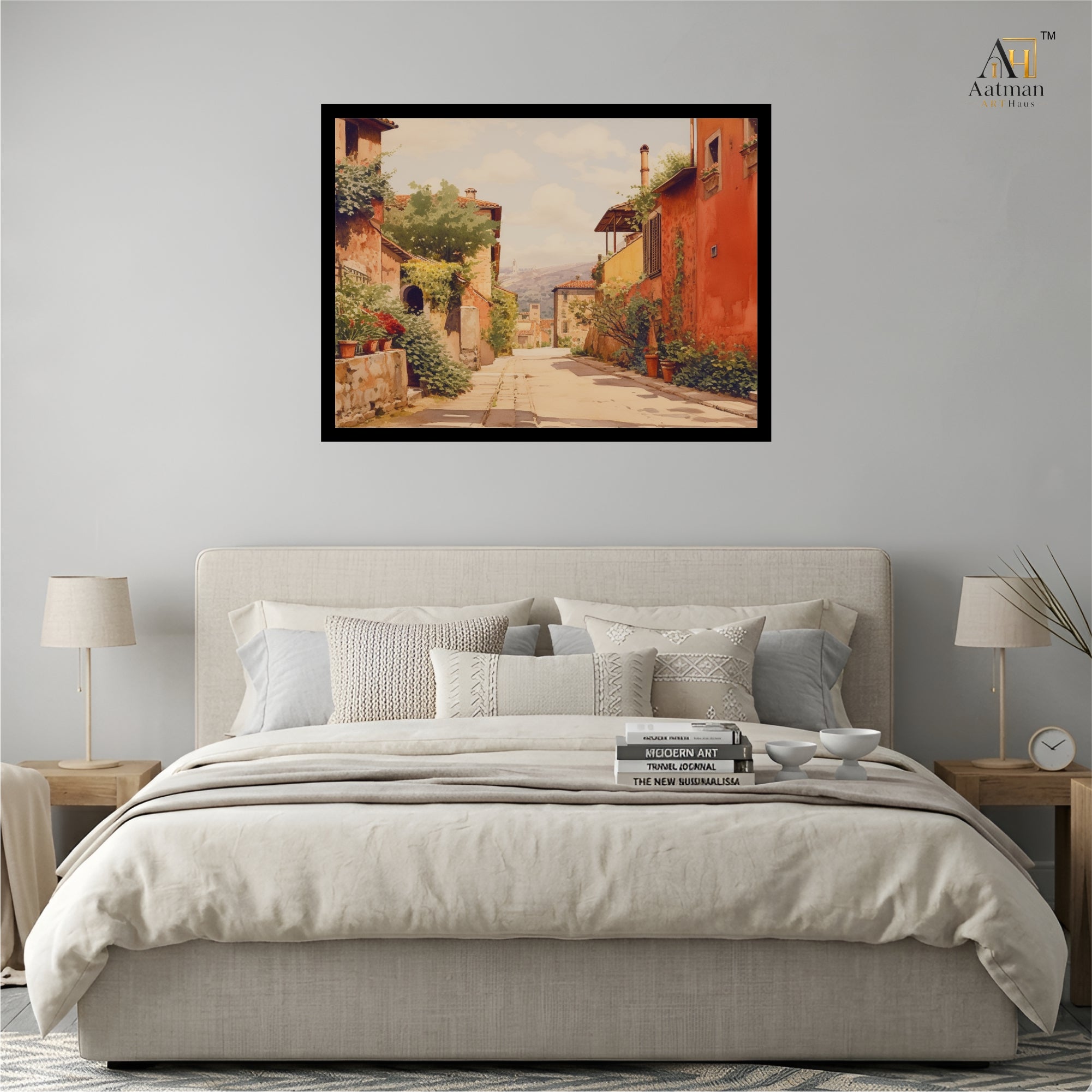 European Village Street Canvas Wall Art