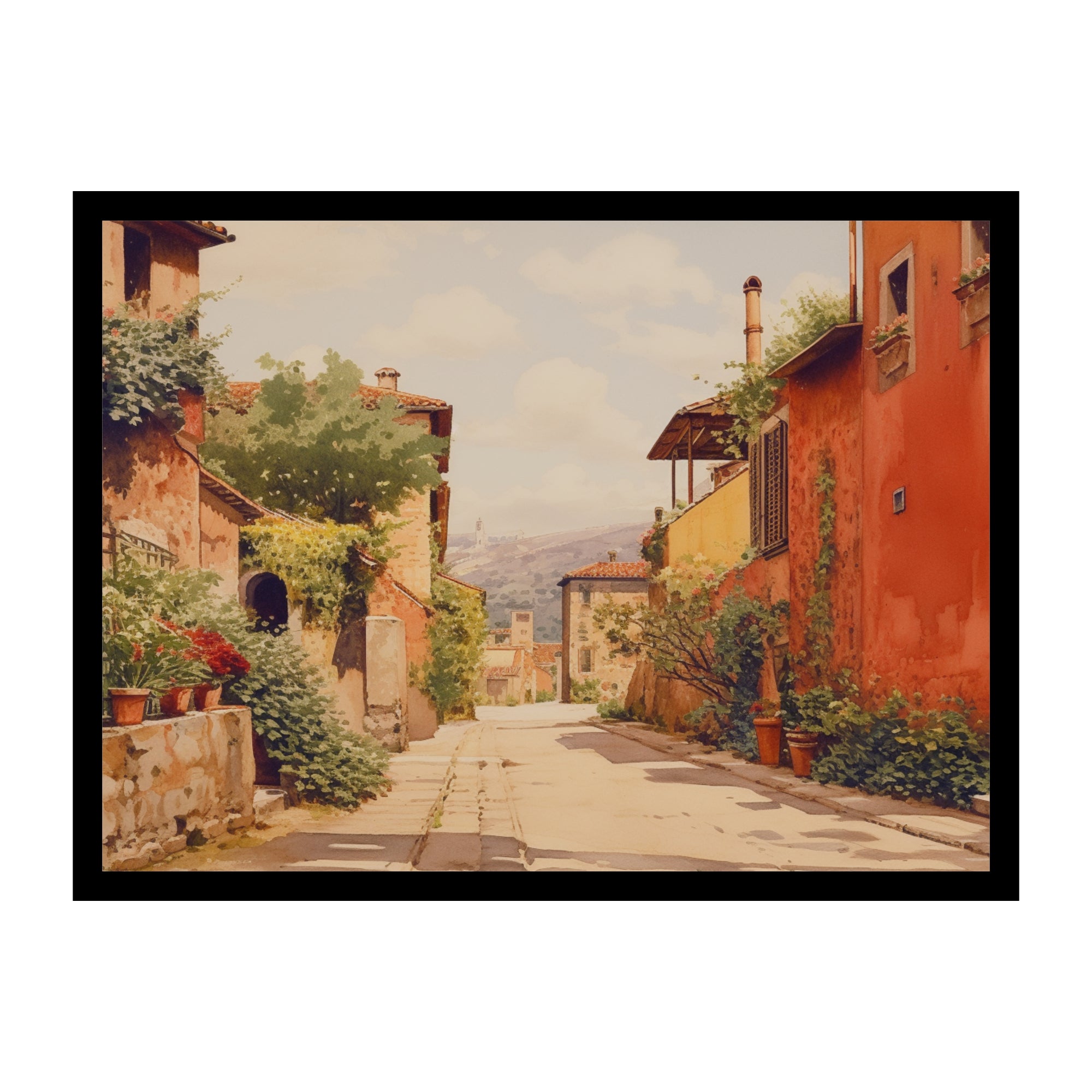 Renaissance European Village Street  Premium Wall Art