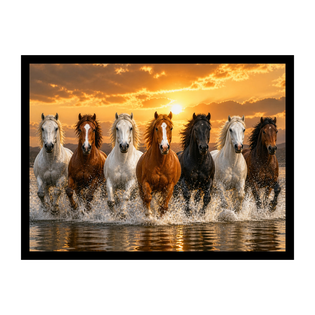 Seven Horses Premium Wall Art