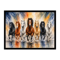 Aatman ARTHaus – Seven Horses Premium Museum-Style Canvas Wall Painting (24 x 32 Inch)