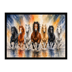 Seven Horses Premium Museum-Style Canvas Wall Painting