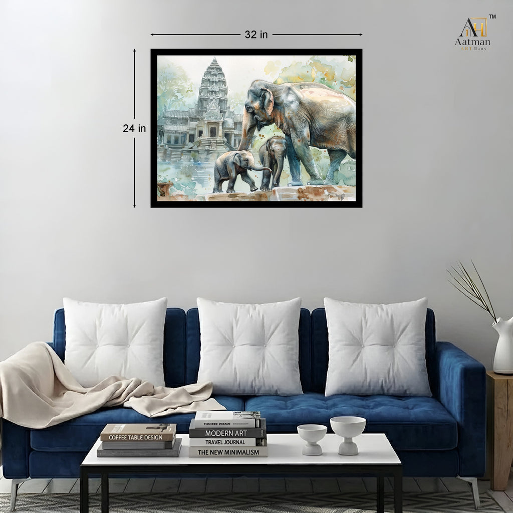 Elephant Family Canvas Wall Art