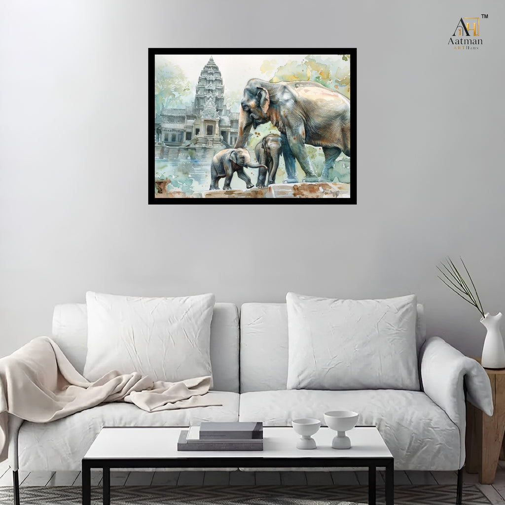 Elephant Family Canvas Wall Art