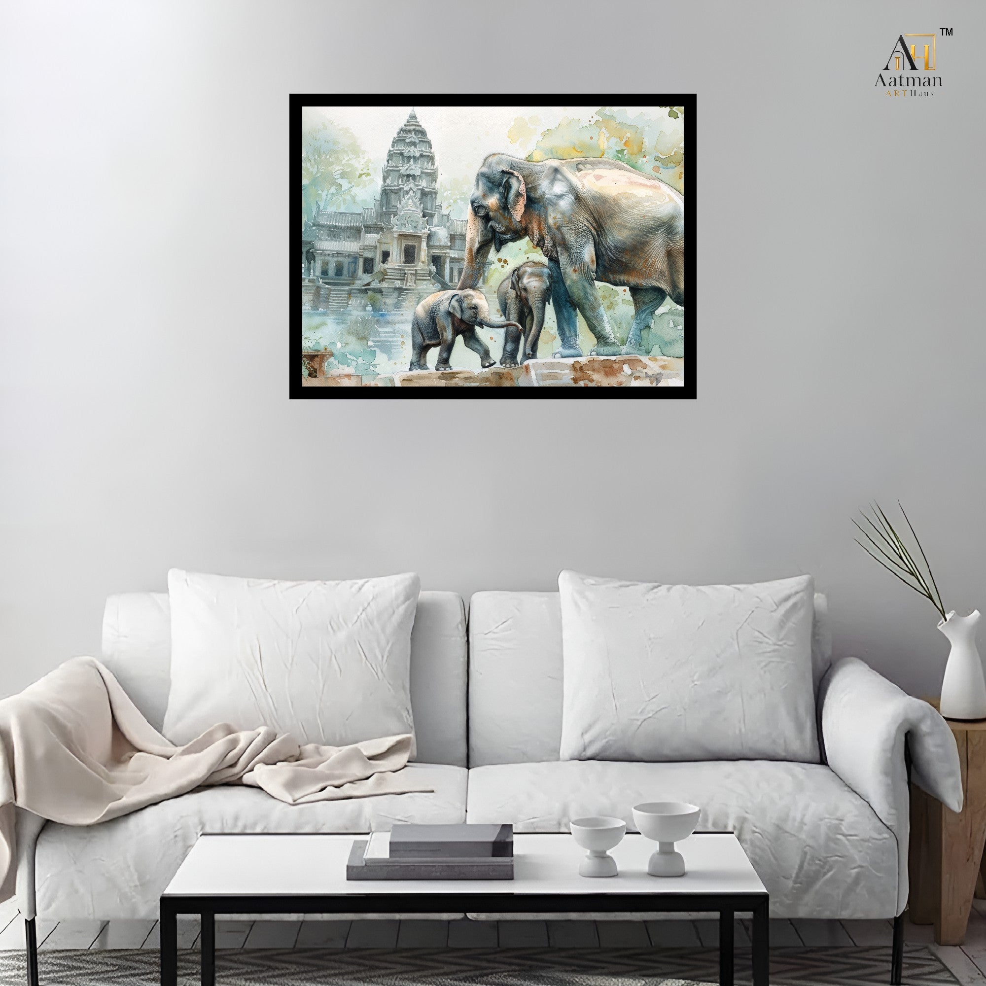 Elephant Family Canvas Wall Art