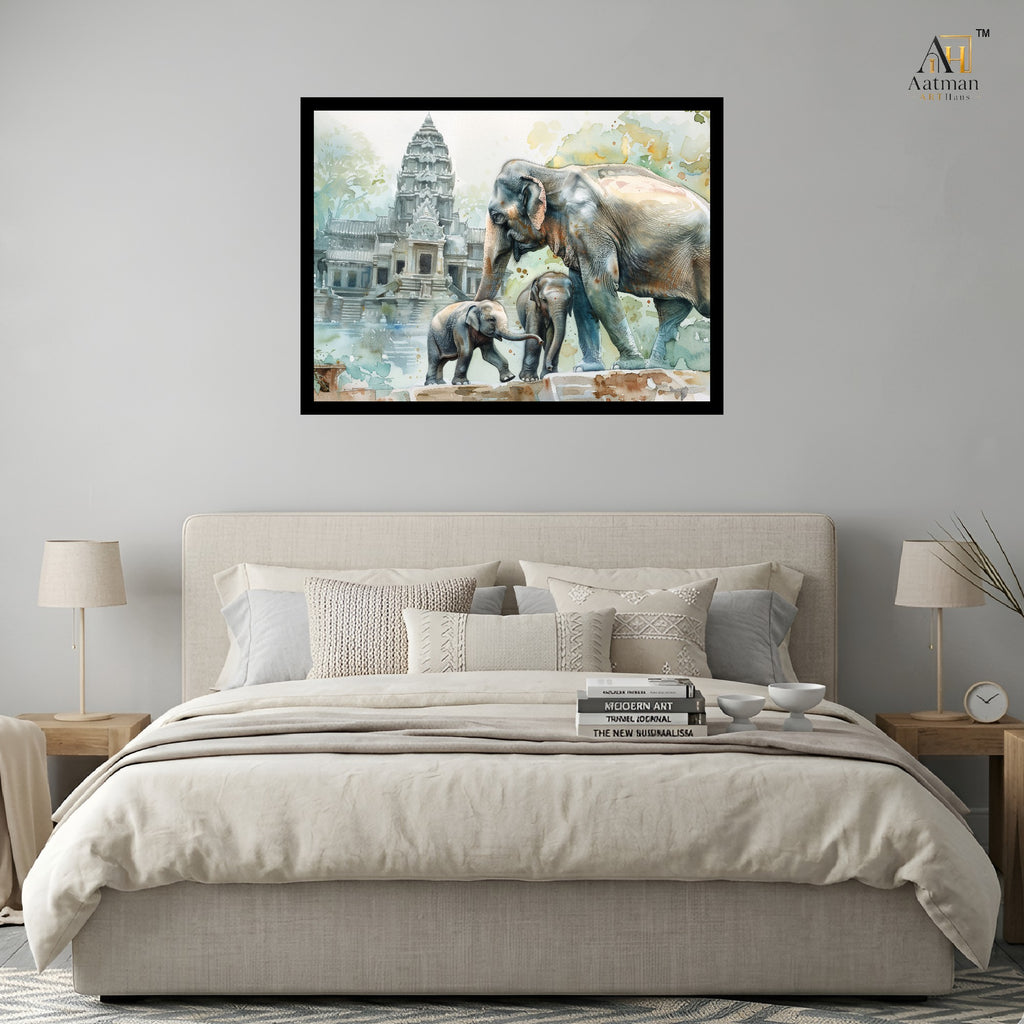 Elephant Family Canvas Wall Art