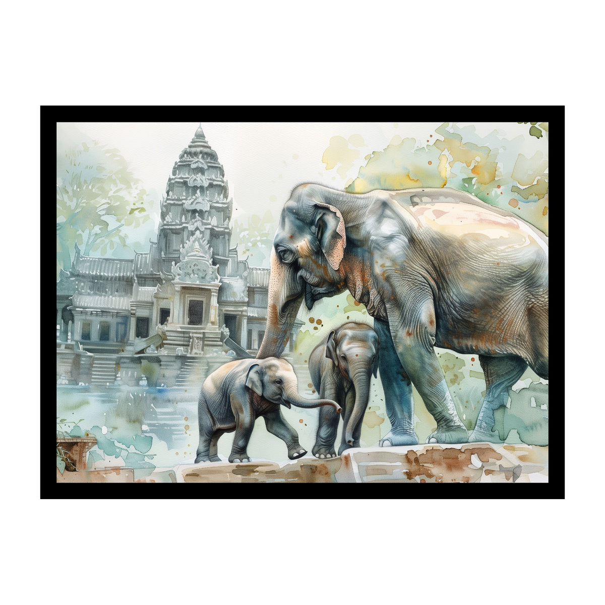Majestic  Elephant Family Premium Wall Art