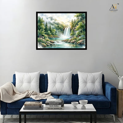 Waterfall Landscape Water Color Wall Art
