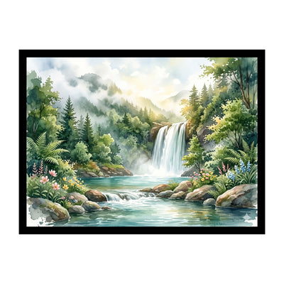 Waterfall Landscape Water Color Wall Art